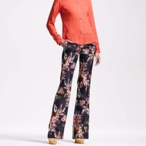 Derek Lam Floral Silk Wide Leg Pant